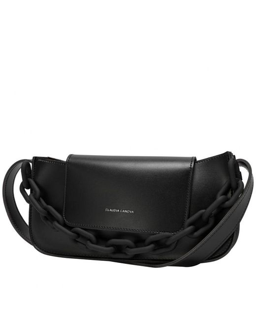Claudia Canova Black Esme Flap Over Shoulder Bag