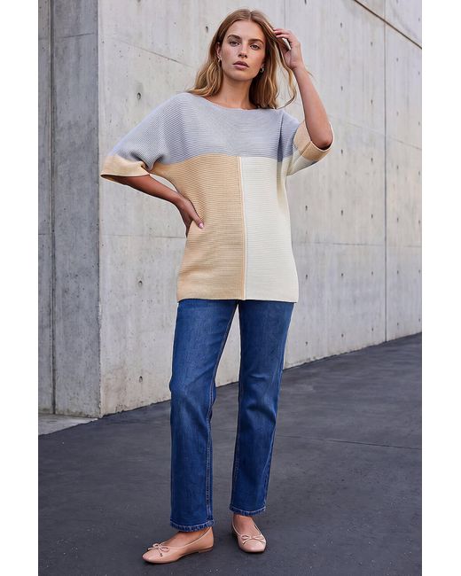 Roman Gray Colour Block Short Sleeve Jumper