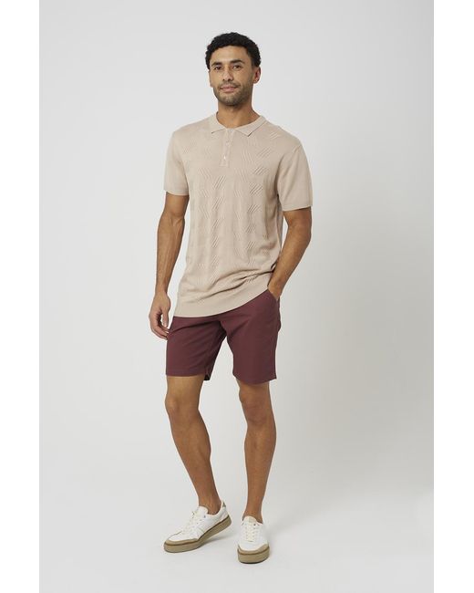 Brave Soul Red Plum Cotton Twill Chino Shorts for men