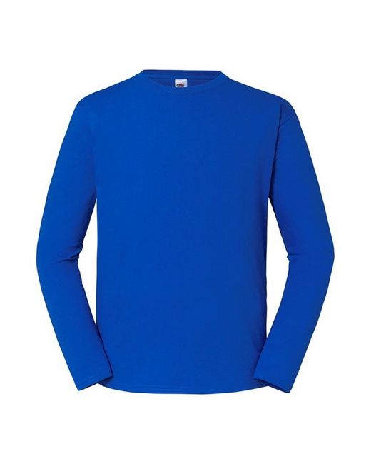 Fruit Of The Loom Blue Iconic 195 Premium Ringspun Cotton Long-Sleeved T-Shirt (Royal) for men