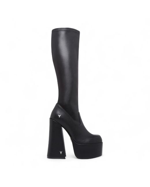 Windsor Smith Black Windsorsmith Knee-High Sock Platform Goth Heel Boots