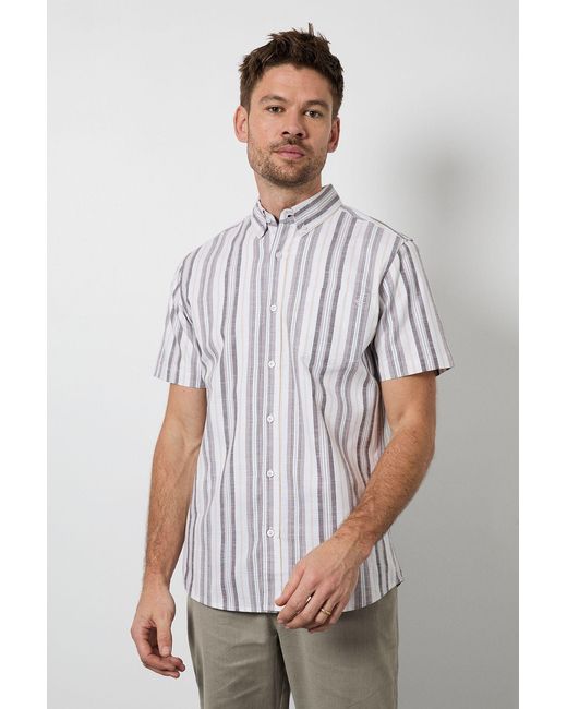 MAINE White Stripe Short Sleeve Shirt Cotton for men
