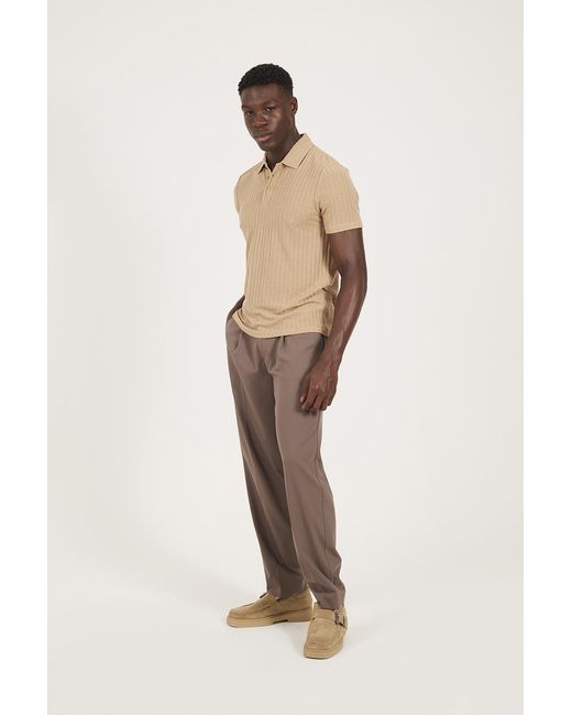 Brave Soul Natural Textured Short Sleeve Polo Shirt for men