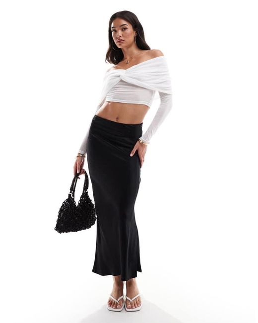 SNDY'S White Mesh Bardot Twist Overlay Detail Top
