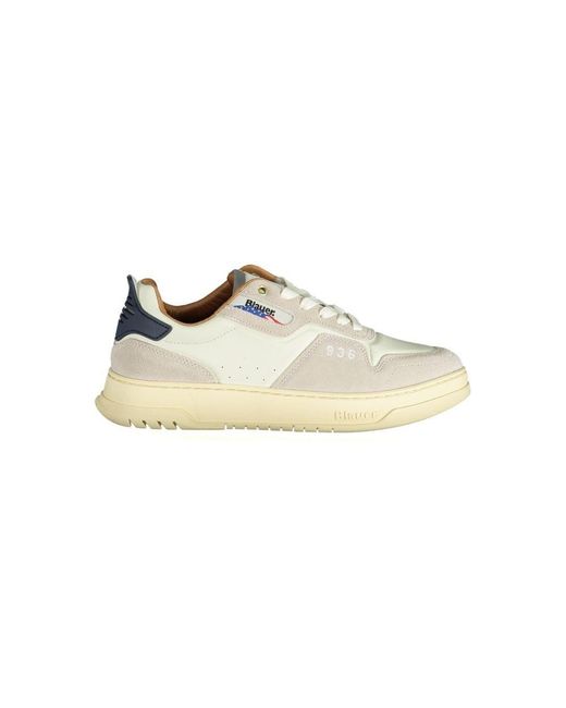 Blauer White 936 Leather Sneakers Casual Style for men