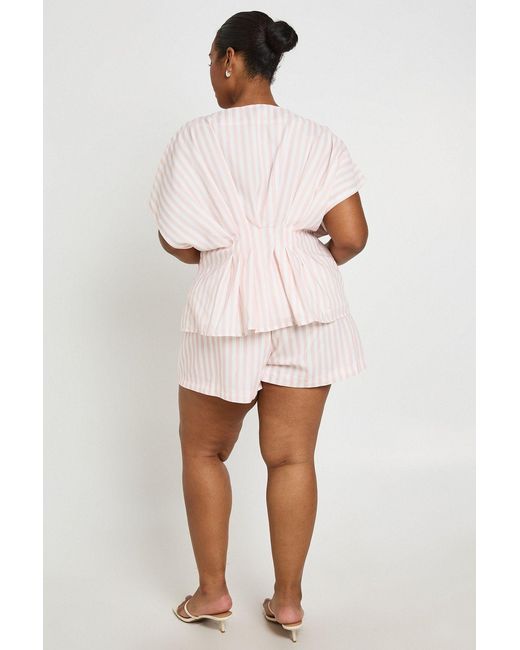 Boohoo White Plus Stripe Shorts