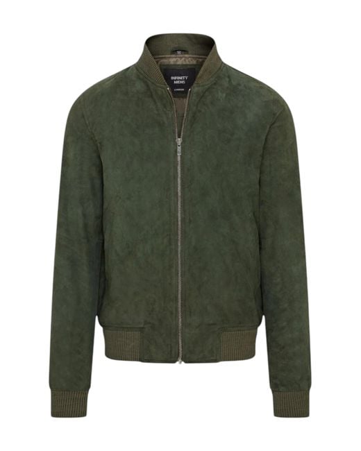 Infinity Leather Green Goat Suede Ma-1 Bomber Jacket-North for men