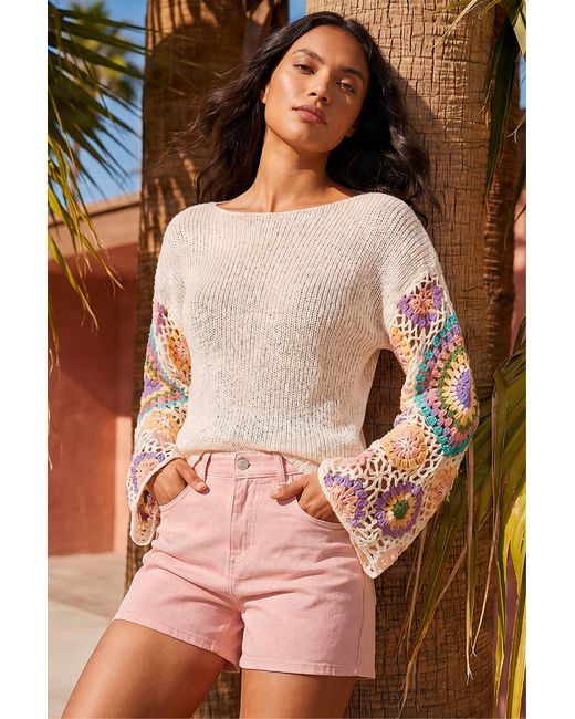 Roman Brown Crochet Sleeve Jumper