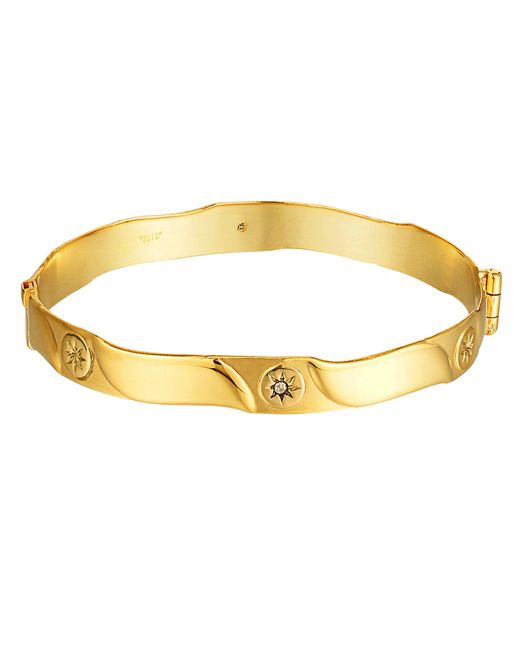 The Jewellery Stockroom Metallic Rolled Diamond Starburst Wave Bangle Plated