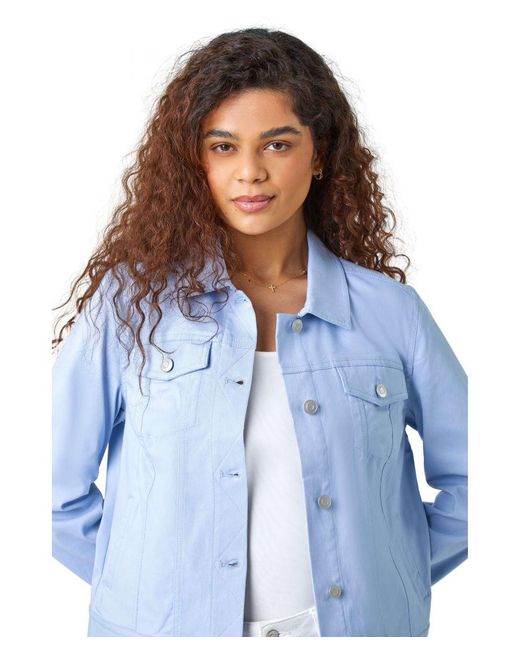 Roman Blue Summer Stretchy Jacket Denim Style