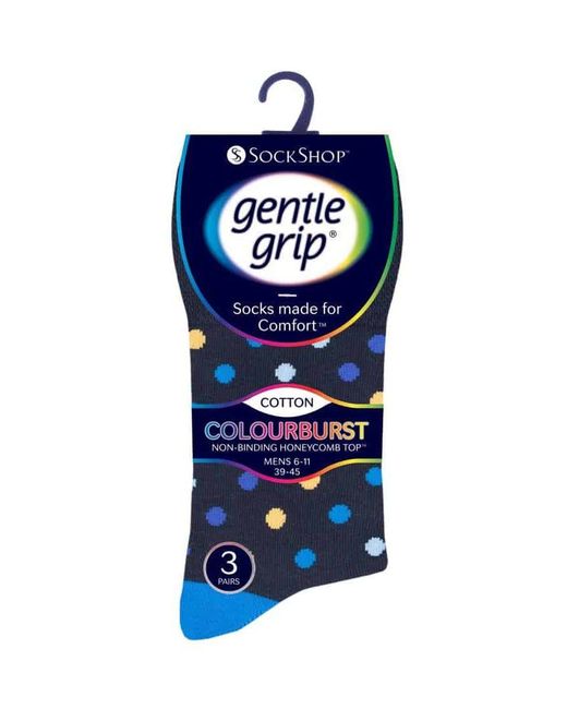 Gentle Grip Blue 6 Pairs Non Elastic Socks for men