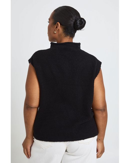 Boohoo Black Plus Soft Knit Funnel Neck Top