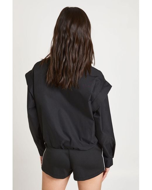 Boohoo Black Shoulder Detail Funnel Neck Jacket