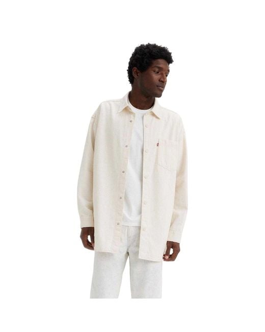 Levi's White Levi's Plain Cotton Overshirt (Ceramic) for men