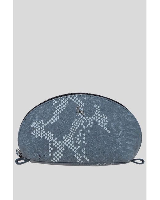 Ashwood Leather Blue 'Philippa' Real Makeup Bag