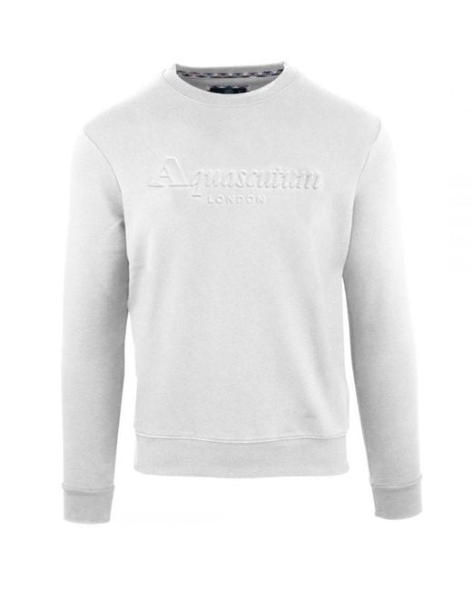 Aquascutum White Embossed Brand Logo Sweatshirt for men