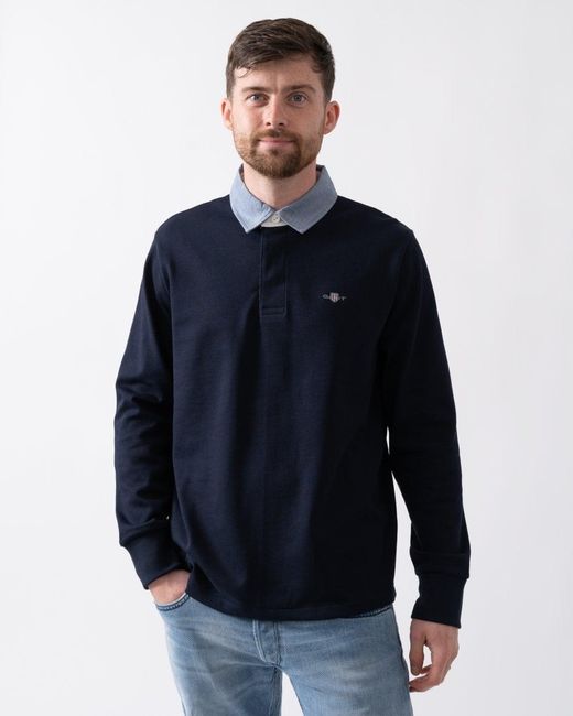 Gant Blue Regular Fit Chambray Heavy Rugger for men