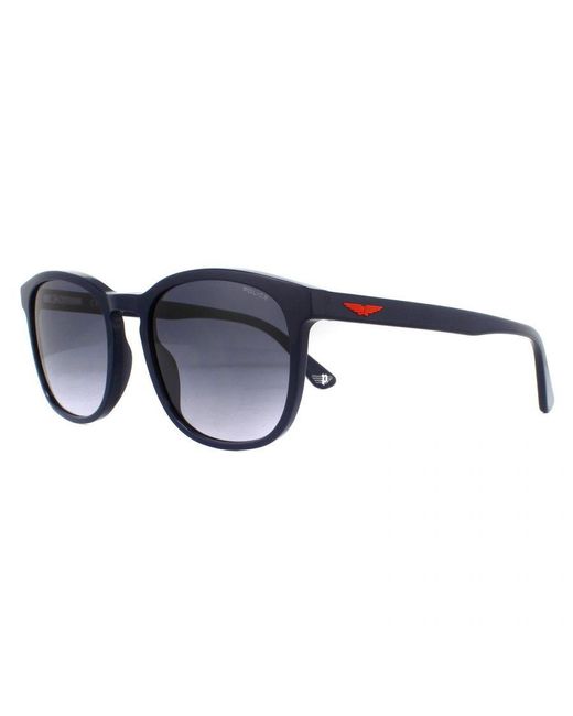 Police Blue Square Shiny Full Smoke Gradient Sunglasses for men