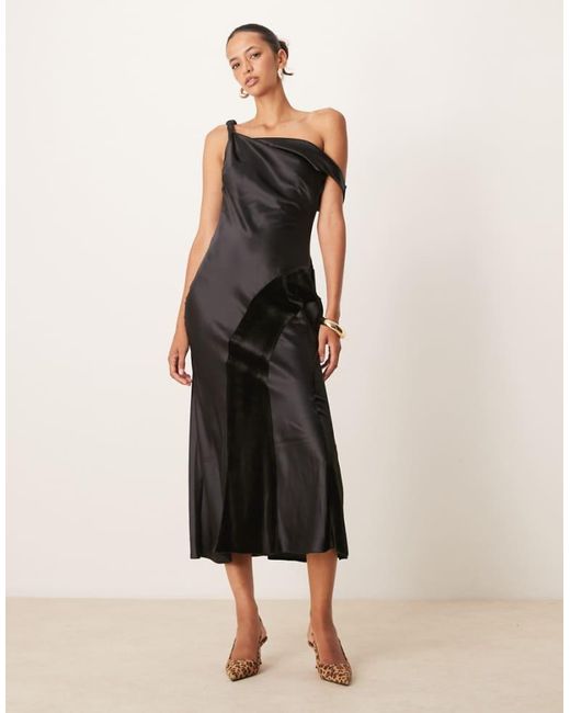 ASOS Black Twist Off Shoulder Midi Dress