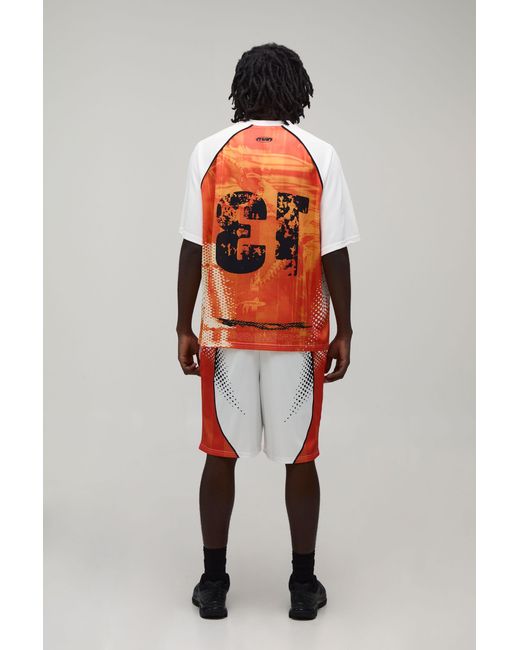 BoohooMAN Orange Afterlight Airtex Short Tracksuit for men