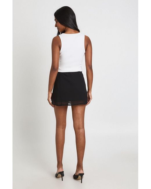 Boohoo Black Chiffon Mini Skirt