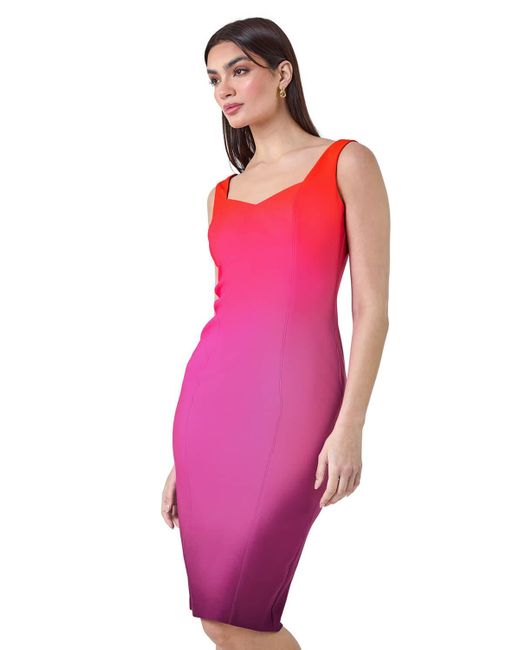Ariella Ombre Print Sweetheart Neck Bodycon Dress in Pink Lyst UK