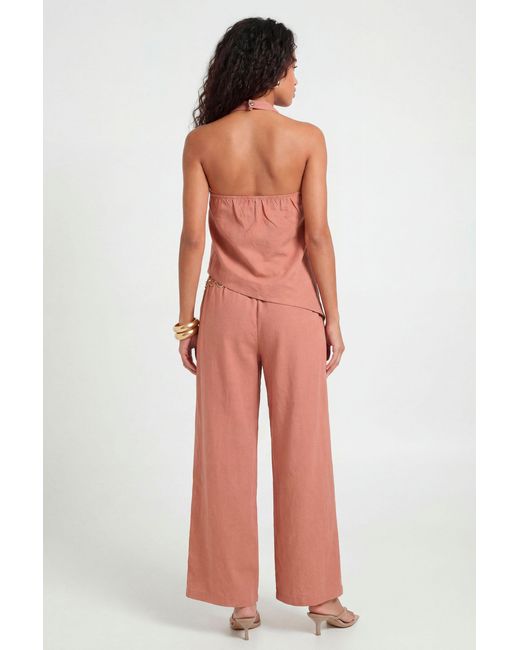 Boohoo Green Halter Loose Asymmetric Top