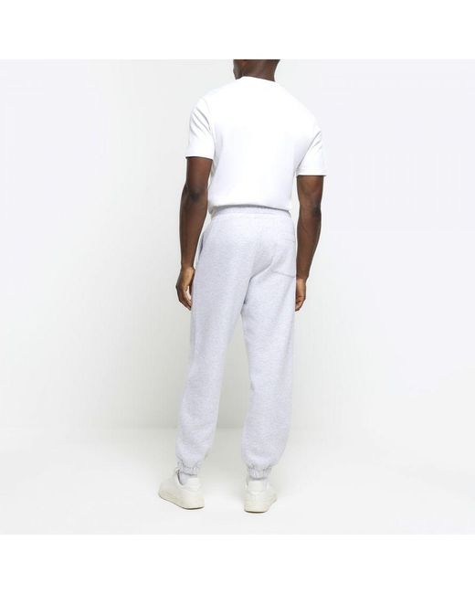River Island White Joggers Regular Fit Graphic Cotton for men