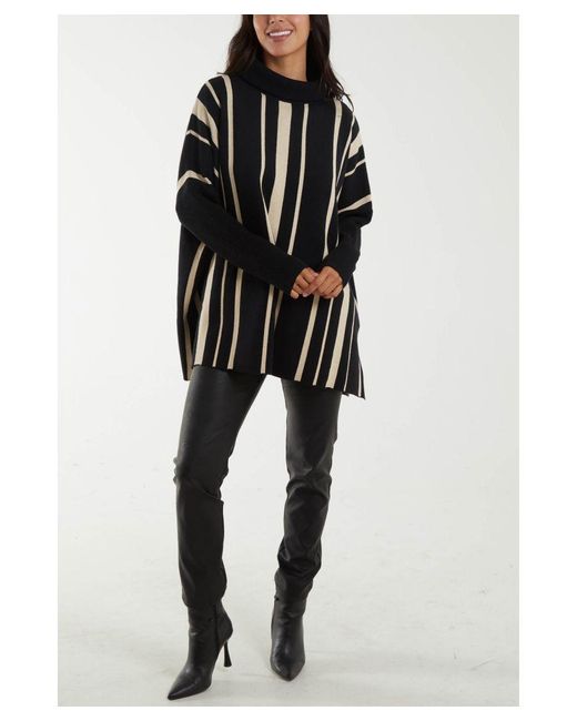 Blue Vanilla Black Roll Neck Pinstripe Jumper