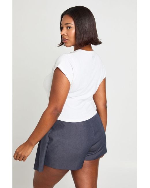 Boohoo White Plus Pleat Front Skort