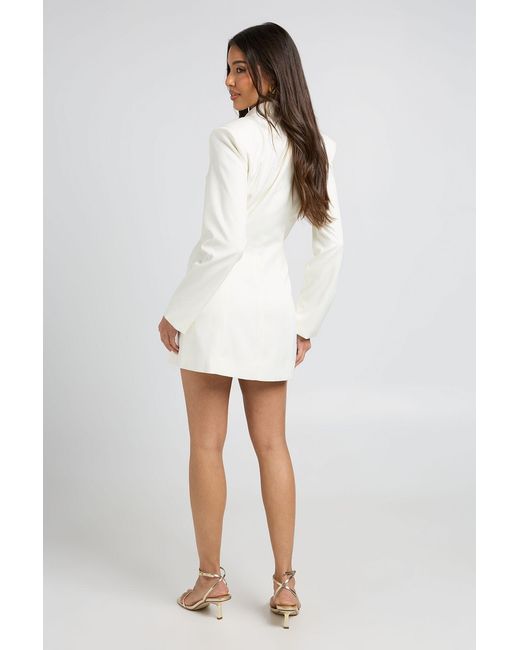 Boohoo White Button Fitted Tailored Blazer Dress
