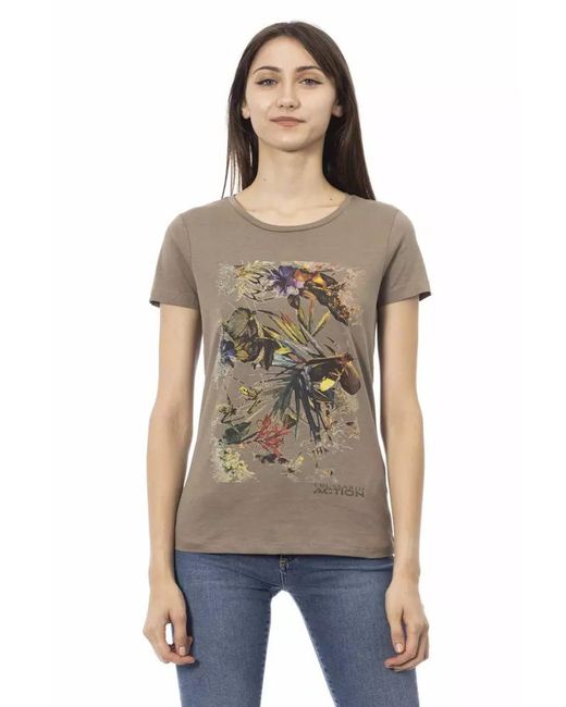 TRUSSARDI ACTION Brown Printed Short Sleeve T-Shirt