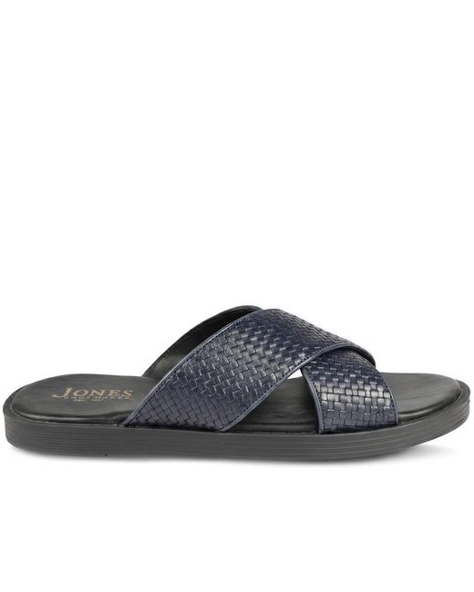 Jones Bootmaker Blue Westport Leather Mule Sliders for men