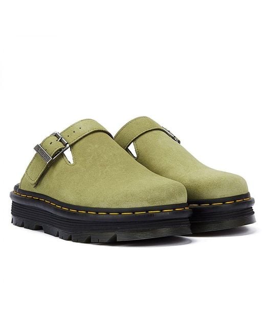 Dr. Martens Green Zebzag Mule Eh Suede Muted Clogs