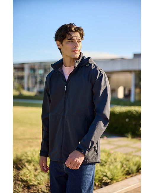 Mountain Warehouse Blue 'Pace' Waterproof Jacket With Adjustable Hood & Cuffs Packable Coat for men