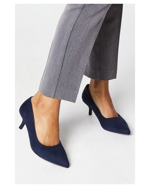 Dorothy Perkins Gray Wide Fit Dove Kitten Heel Court Shoes