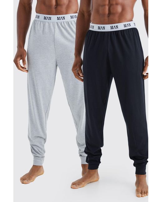 BoohooMAN Blue 2 Pack Man Lounge Cuffed Jogger for men