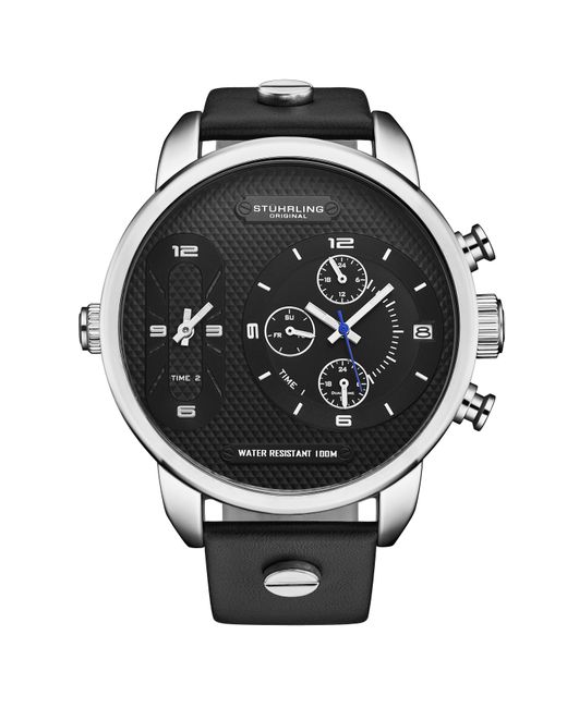 Stuhrling Black Global Gmt 4052 Japanese Quartz 52Mm for men