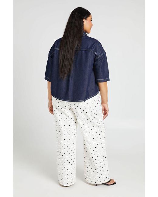Boohoo Blue Plus Oversized Short Sleeve Denim Shirt