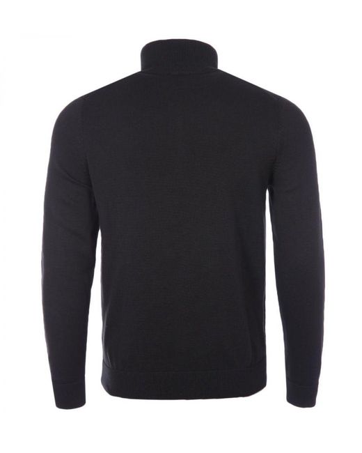HUGO Blue San Quintus Organic Cotton Quarter Zip Jumper for men