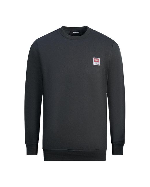 DIESEL Blue S-gir-div-p Pacth Logo Black Sweater for men