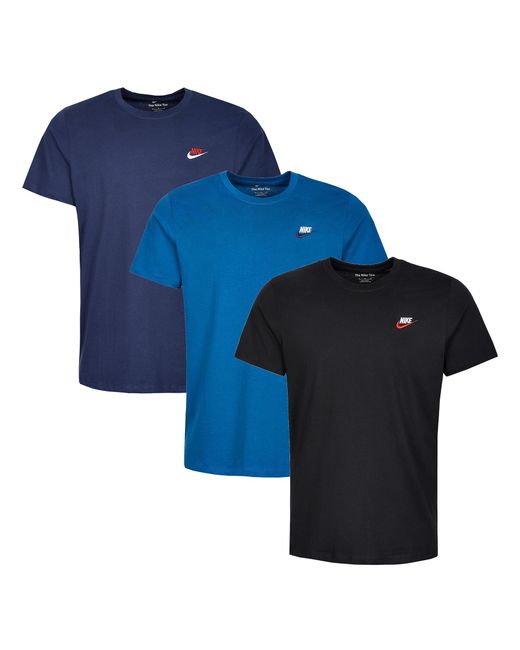 Nike Blue 3 Pack Sportswear Club T Shirt for men