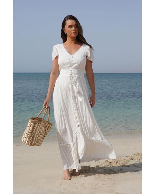 Quiz Blue Lace Maxi Dress Viscose
