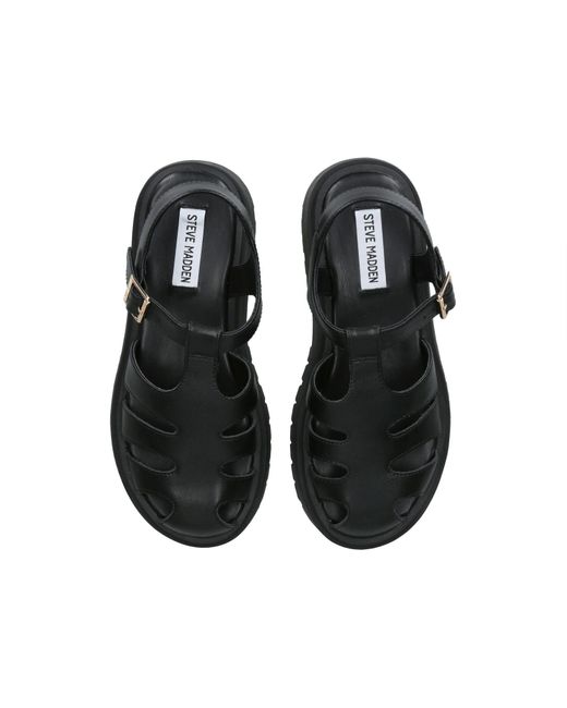 Steve Madden Black Leather Minsk Sandals