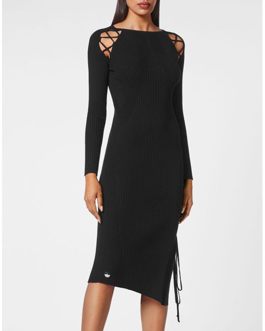 Philipp Plein Black Strickkleid