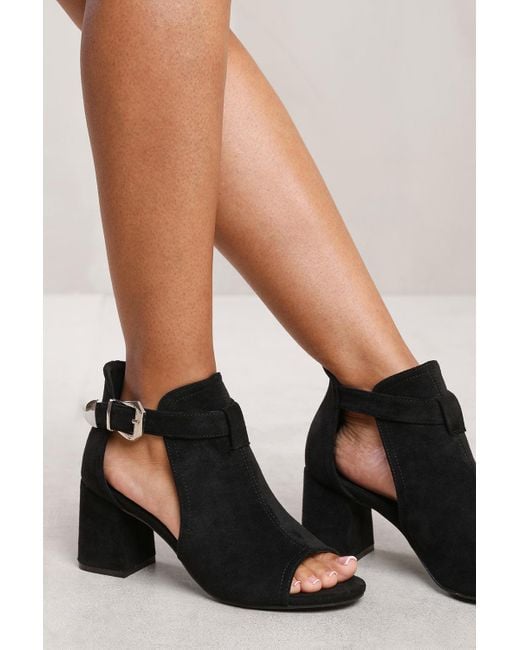 Where's That From Black Wheres 'Londyn' Block Heel With Side Buckle And Open Toe Front