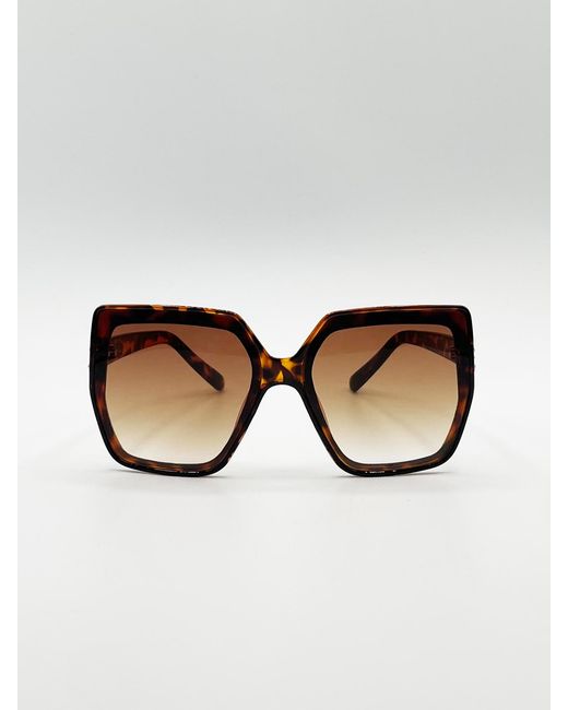 SVNX Brown Oversize Cateye Sunglasses With Diamante Detail