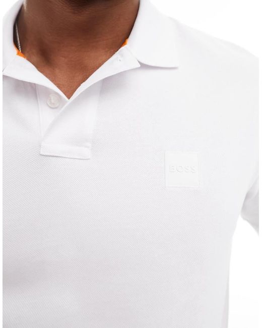 Boss White Passenger Slim Fit Polo for men