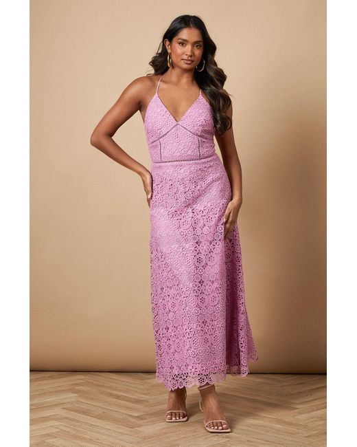 Oasis Lace Insert Strappy Midi Dress in Pink | Lyst UK Oasis Lace Insert Strappy Midi Dress in Pink | Lyst UK