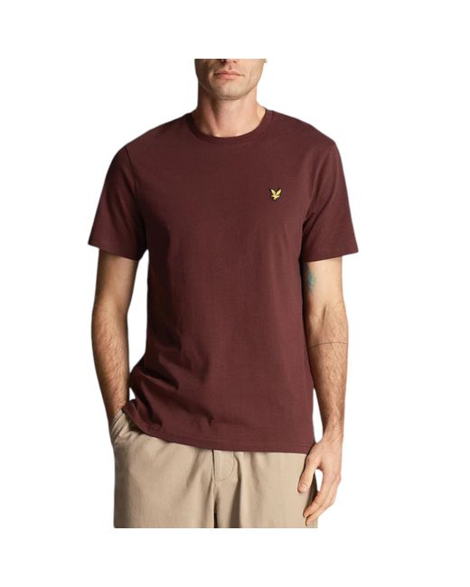 Lyle & Scott Red Short Sleeve T Shirts Regular Fit Crew Neck Summer Cotton Tee for men